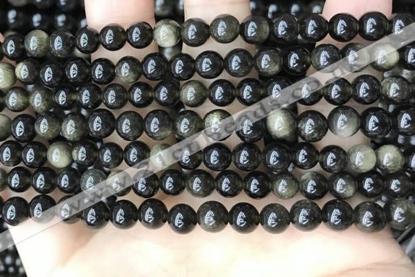 COB766 15.5 inches 6mm round golden obsidian beads wholesale