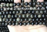 COB767 15.5 inches 8mm round golden obsidian beads wholesale
