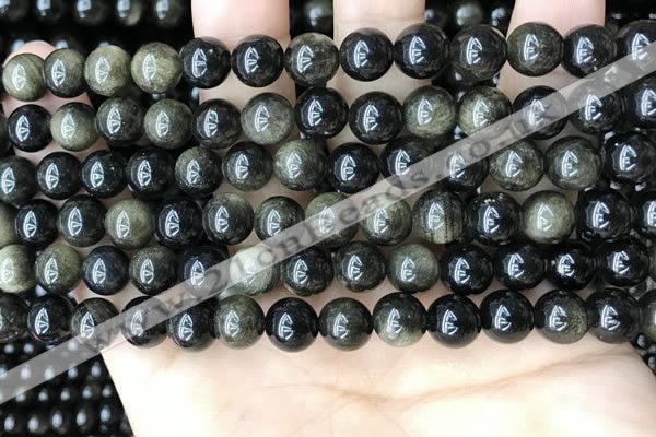 COB767 15.5 inches 8mm round golden obsidian beads wholesale