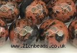 COB778 15 inches 12mm faceted round mahogany obsidian beads