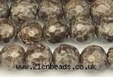COB780 15 inches 6mm faceted round Chinese snowflake obsidian beads