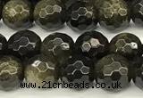 COB785 15 inches 6mm faceted round golden obsidian beads