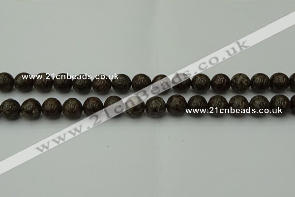 COB803 15.5 inches 10mm round red snowflake obsidian beads