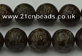 COB804 15.5 inches 12mm round red snowflake obsidian beads