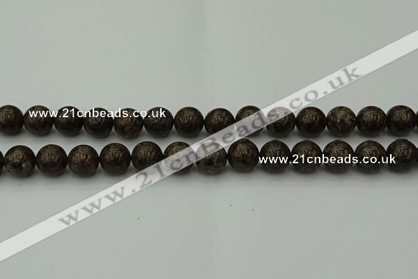 COB804 15.5 inches 12mm round red snowflake obsidian beads