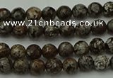 COB810 15.5 inches 4mm faceted round red snowflake obsidian beads