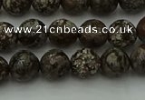 COB812 15.5 inches 8mm faceted round red snowflake obsidian beads