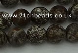 COB813 15.5 inches 10mm faceted round red snowflake obsidian beads