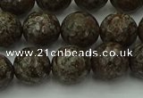 COB814 15.5 inches 12mm faceted round red snowflake obsidian beads