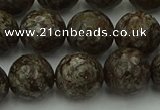 COB815 15.5 inches 14mm faceted round red snowflake obsidian beads