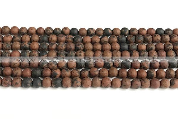 COB821 15 inches 6mm round matte mahogany obsidian beads