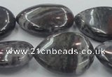 COJ02 15.5 inches 22*30mm flat teardrop blood jasper gemstone beads