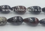 COJ08 15.5 inches 10*20mm teardrop blood jasper gemstone beads