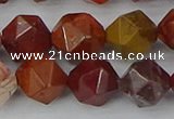 COJ1004 15.5 inches 12mm faceted nuggets red porcelain jasper beads