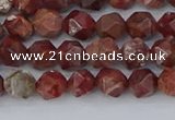 COJ1006 15.5 inches 6mm faceted nuggets pomegranate jasper beads