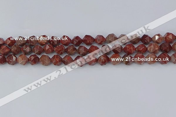 COJ1007 15.5 inches 8mm faceted nuggets pomegranate jasper beads