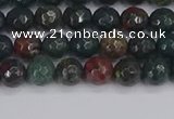 COJ310 15.5 inches 4mm faceted round Indian bloodstone beads