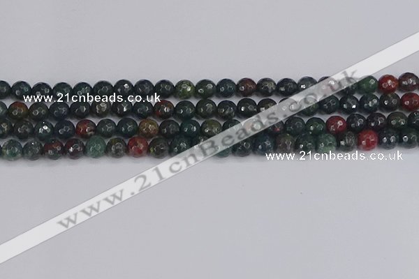 COJ311 15.5 inches 6mm faceted round Indian bloodstone beads