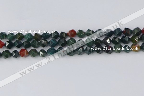 COJ321 15.5 inches 8mm faceted nuggets Indian bloodstone beads