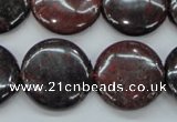 COJ35 15.5 inches 22mm flat round blood jasper gemstone beads