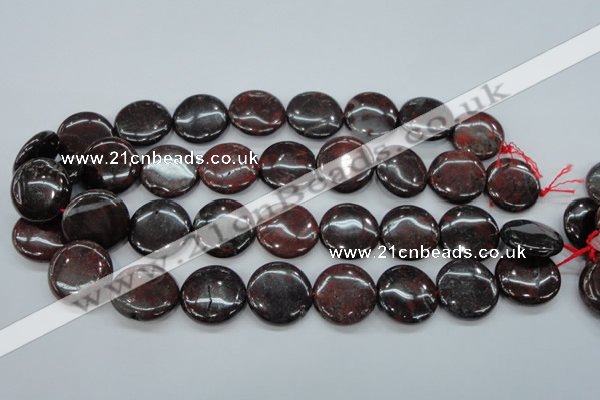 COJ35 15.5 inches 22mm flat round blood jasper gemstone beads