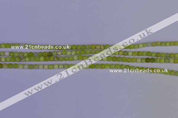 COJ400 15.5 inches 4mm round matte olive jade beads wholesale