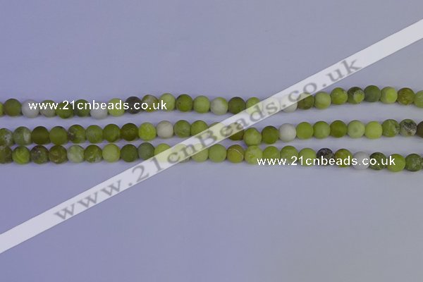 COJ401 15.5 inches 6mm round matte olive jade beads wholesale