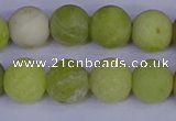 COJ404 15.5 inches 12mm round matte olive jade beads wholesale