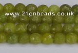 COJ408 15.5 inches 4mm faceted round olive jade beads