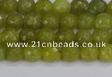 COJ409 15.5 inches 6mm faceted round olive jade beads