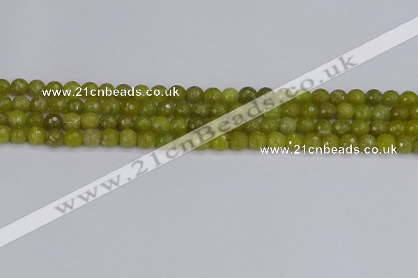 COJ409 15.5 inches 6mm faceted round olive jade beads