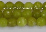 COJ410 15.5 inches 8mm faceted round olive jade beads