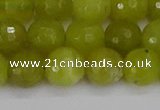 COJ411 15.5 inches 10mm faceted round olive jade beads