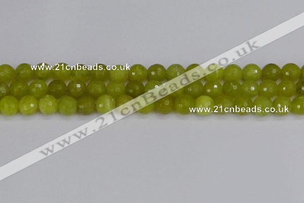 COJ411 15.5 inches 10mm faceted round olive jade beads