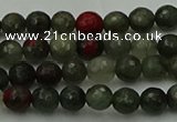 COJ460 15.5 inches 4mm faceted round blood jasper beads wholesale