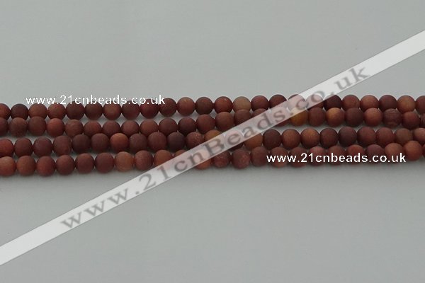 COJ471 15.5 inches 6mm round matte African blood jasper beads