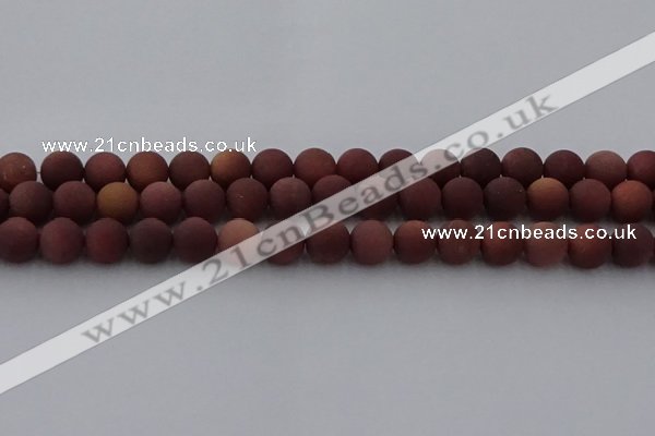 COJ473 15.5 inches 10mm round matte African blood jasper beads