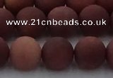 COJ474 15.5 inches 12mm round matte African blood jasper beads