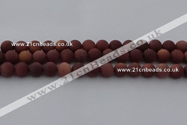 COJ474 15.5 inches 12mm round matte African blood jasper beads