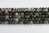 COJ485 15.5 inches 8mm faceted round blood jasper beads wholesale