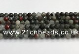 COJ486 15.5 inches 10mm faceted round blood jasper beads wholesale