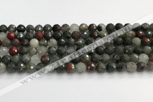 COJ486 15.5 inches 10mm faceted round blood jasper beads wholesale