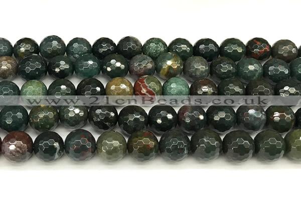 COJ503 15 inches 12mm faceted round Indian bloodstone jasper beads