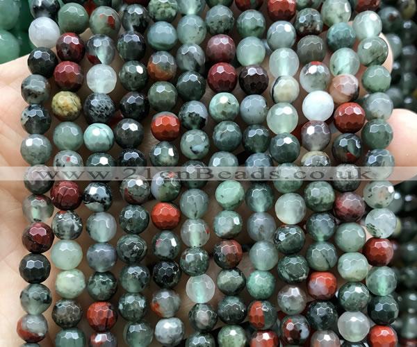 COJ506 15 inches 6mm faceted round blood jasper beads wholesale