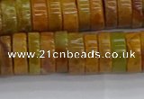 COJ622 15.5 inches 3*10mm heishi orpiment jasper beads