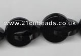 CON115 15.5 inches 18mm curved moon black onyx gemstone beads