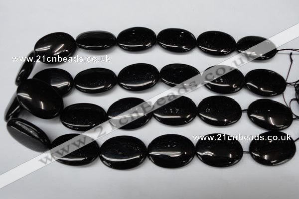 CON37 15.5 inches 22*30mm oval black onyx gemstone beads