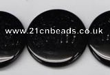 CON48 15.5 inches 28mm flat round black onyx gemstone beads