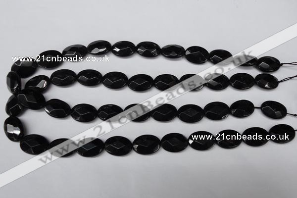 CON65 15.5 inches 13*18mm faceted oval black onyx gemstone beads