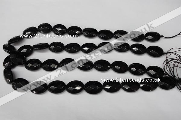 CON66 15.5 inches 15*20mm faceted oval black onyx gemstone beads